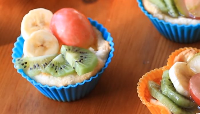 Пирожные Корзиночка с фруктами и творогом