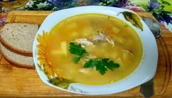 Гороховый суп с курицей по простому рецепту